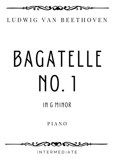 Beethoven - Bagatelle No. 1 in G Minor - Intermediate (arr. Piacere Music Sheets)