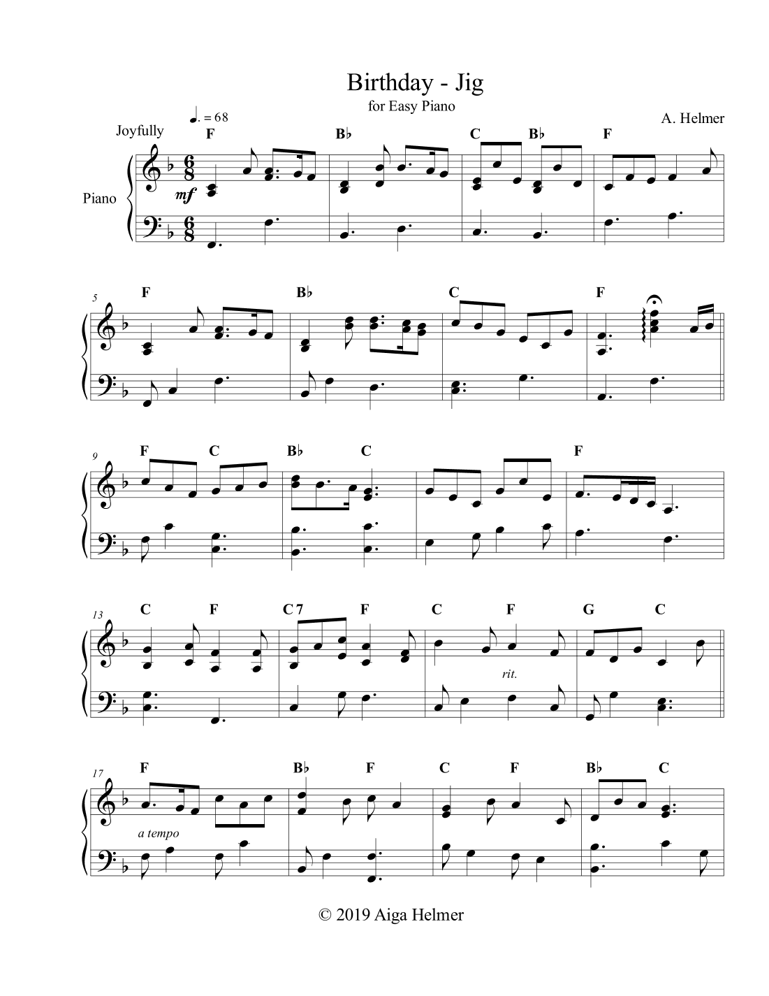 Birthday Jig for Easy Piano