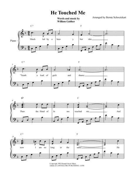 He Touched Me (arr. Bernie Schweickart)