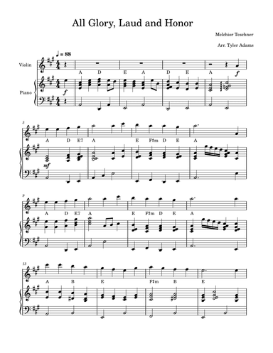 All Glory, Laud and Honor (Violin Solo and Piano) (arr. Tyler Adams)
