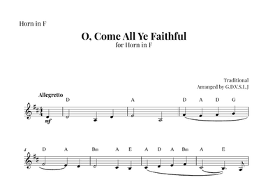 O, Come All Ye Faithful (arr. G.D.V.S.L.J)
