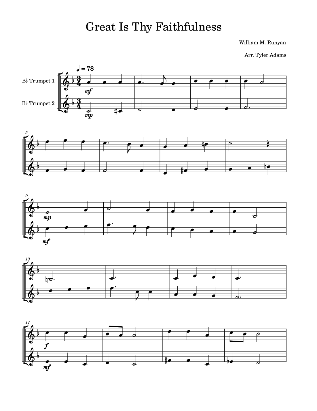 Great Is Thy Faithfulness (Trumpet Duet) (arr. Tyler Adams)