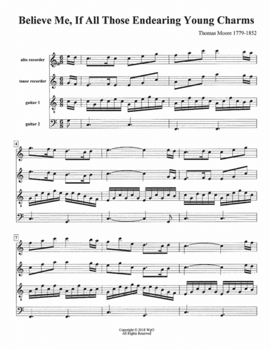 Believe Me, If All Those Endearing Young Charms (arr. William G Ouimette)