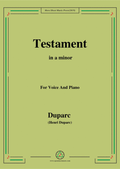 Duparc-Testament in a minor (arr. MSM)