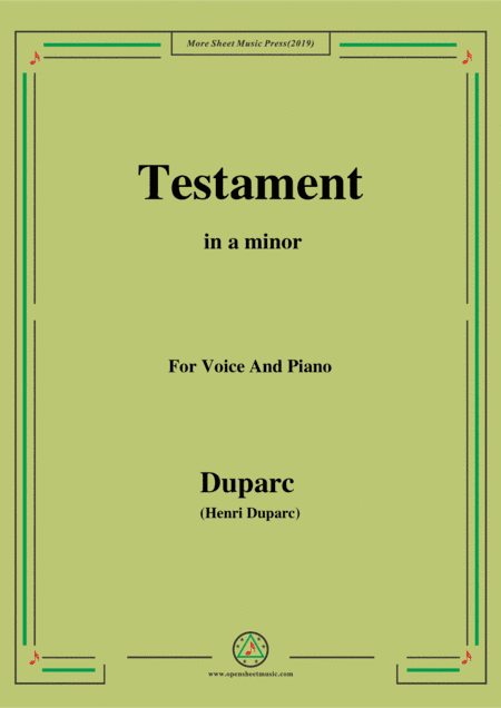 Duparc-Testament in a minor (arr. MSM)