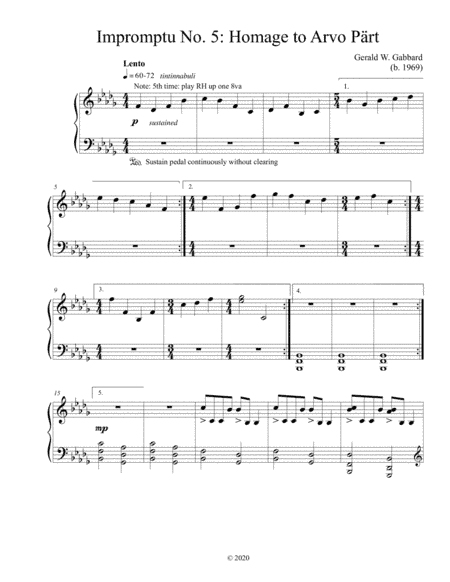 Impromptu No. 5: Homage to Arvo Part (2020)