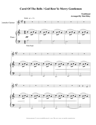 Carol of the Bells / God Rest Ye Merry Gentlemen – Contralto Clarinet (arr. www.mattrileymusic.com)
