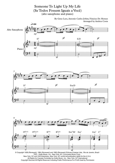 Someone To Light Up My Life (se Todos Fossem Iguais A Voce) (arr. Andrea Costa)