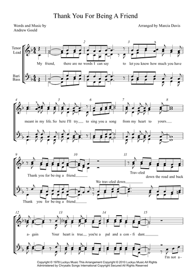 Thank You For Being A Friend (arr. Marcia Davis)