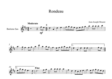 Rondeau - Jean-Joseph Mouret (Bariton Sax) (arr. Digital Book Music)