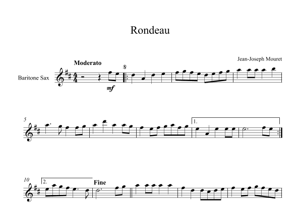 Rondeau - Jean-Joseph Mouret (Bariton Sax) (arr. Digital Book Music)