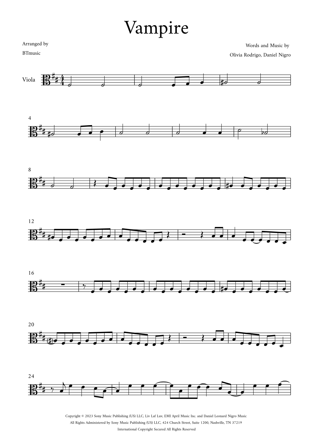 Vampire (arr. BTmusic)