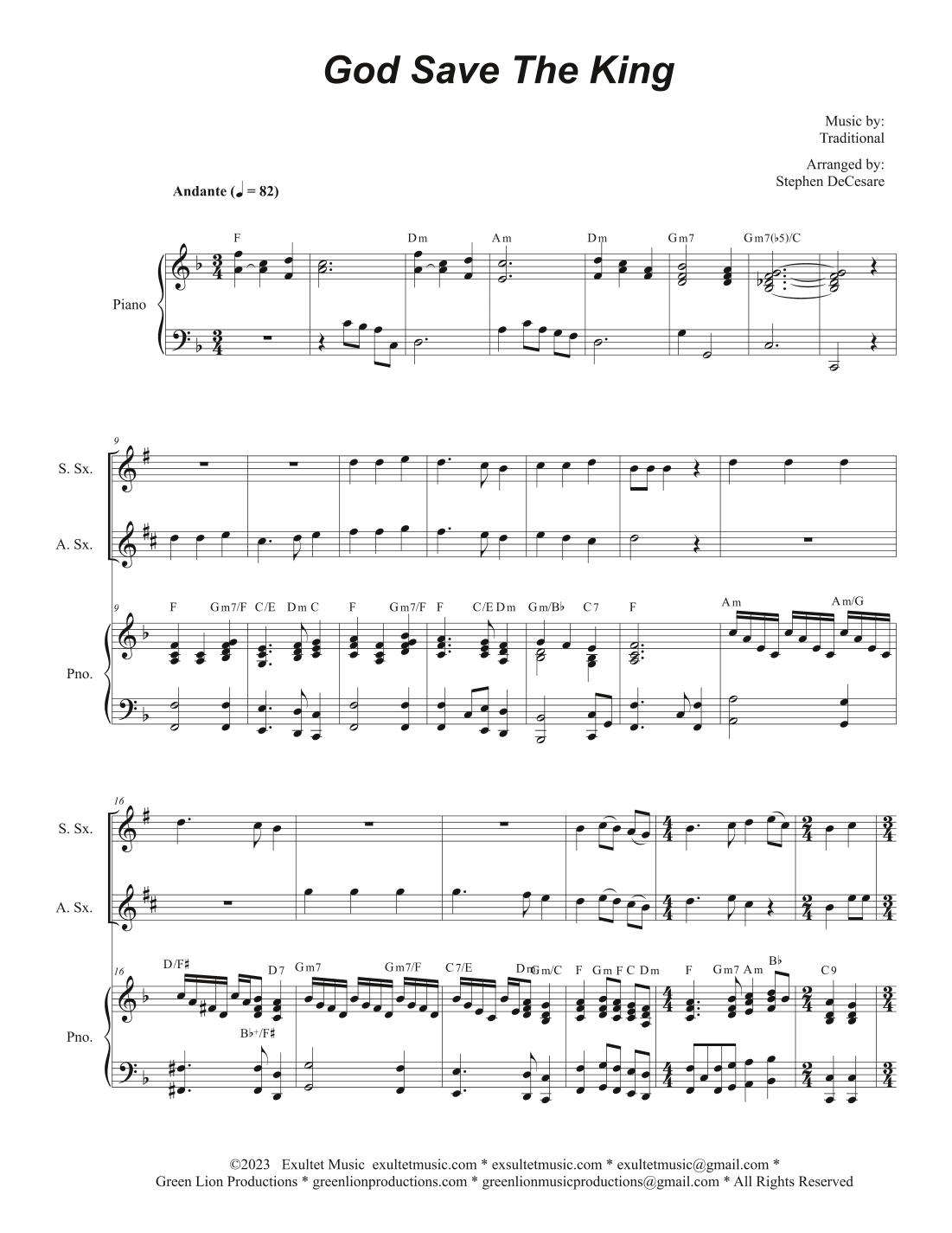 God Save The King (Duet for Soprano and Alto Saxophone) (arr. Stephen DeCesare)