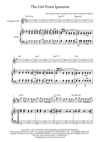 The Girl From Ipanema (garôta De Ipanema) (arr. Karen Gueiros)