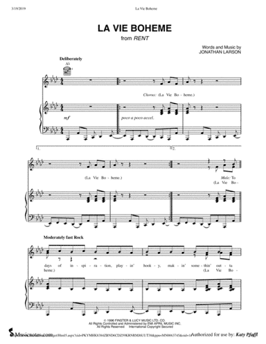La Vie Boheme (arr. Katy Pfaffl)