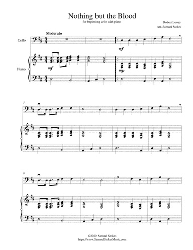 Nothing but the Blood - for beginning cello with optional piano accompaniment (arr. Samuel Stokes)