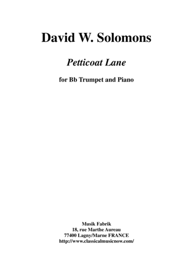 David W. Solomons: Petticoat Lane for Bb trumpet and piano