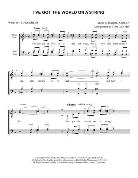 I've Got The World On A String (arr. Tom Gentry)