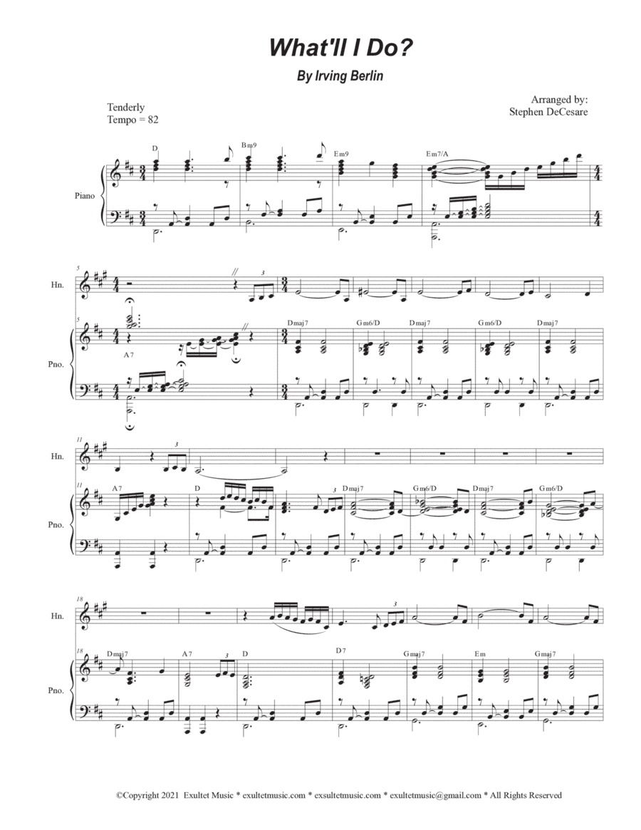 What'll I Do? (French Horn solo and Piano) (arr. Stephen DeCesare)