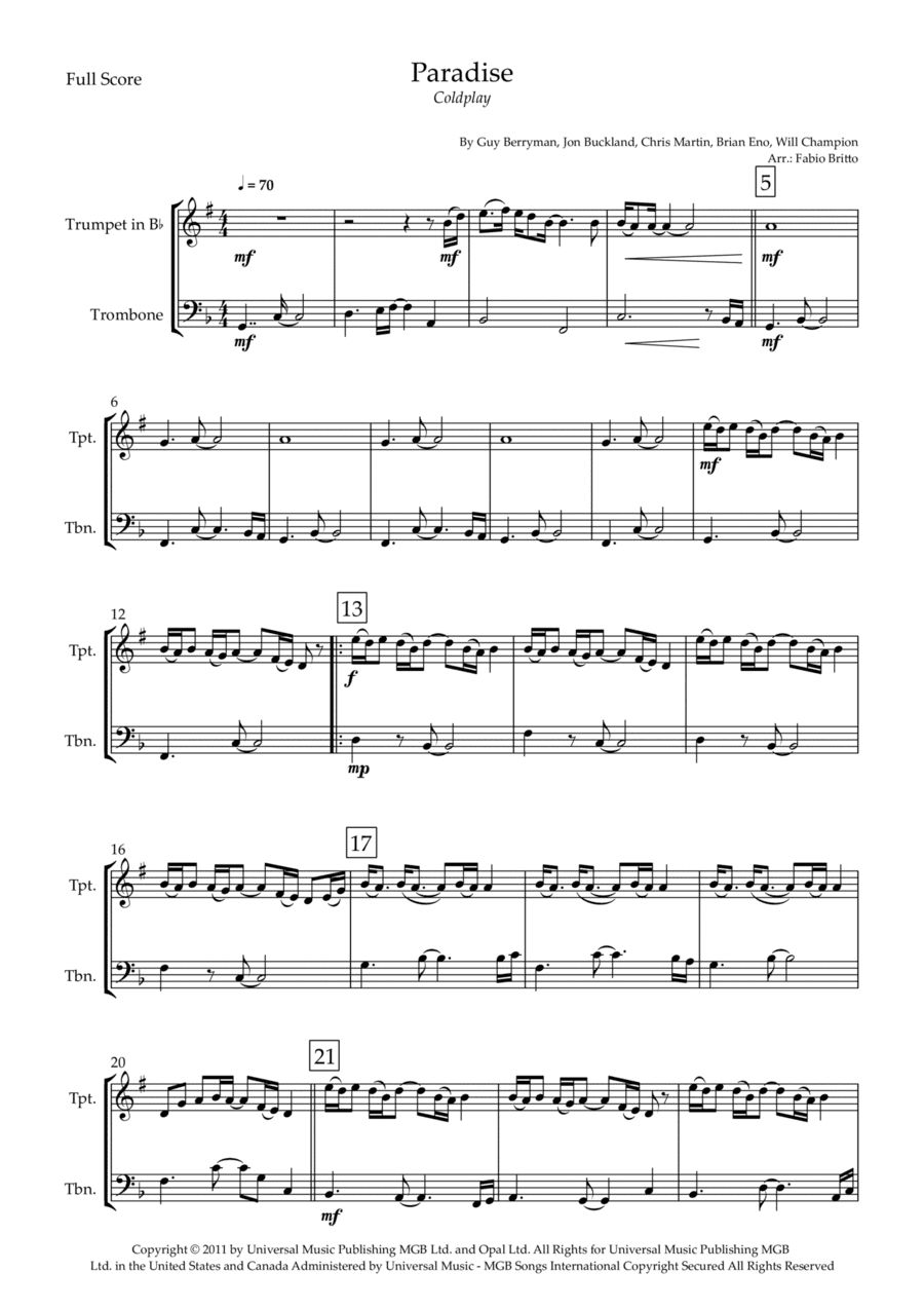 Paradise (arr. Fabio Britto)