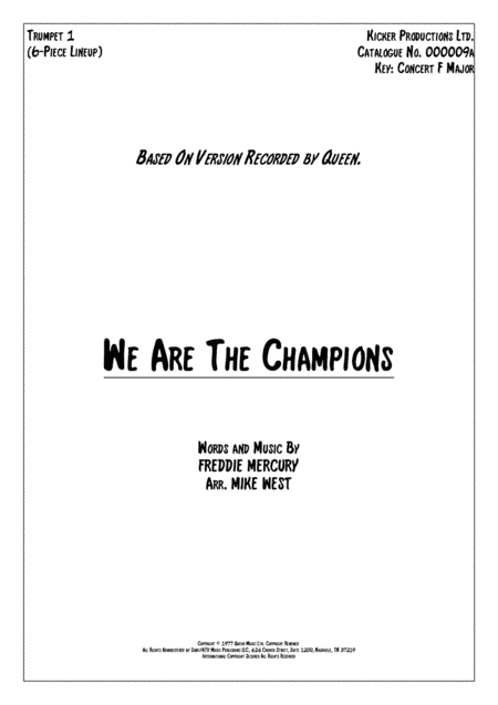 We Are The Champions (arr. Mike West)