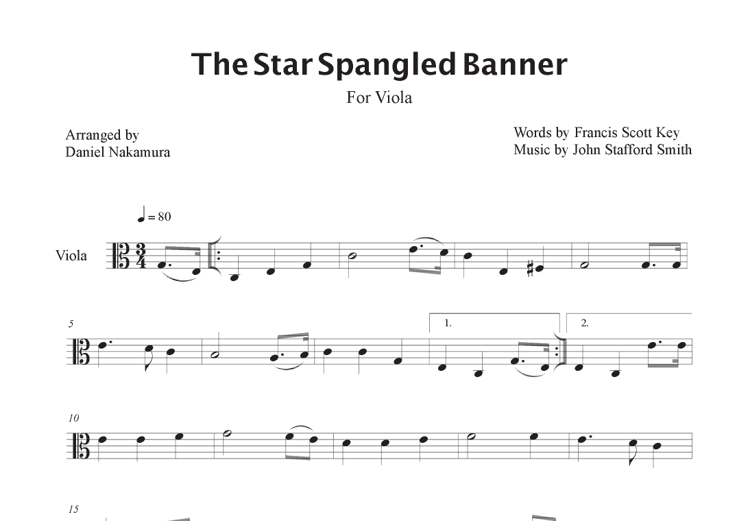 The Star Spangled Banner (For Viola) (arr. Daniel Nakamura)