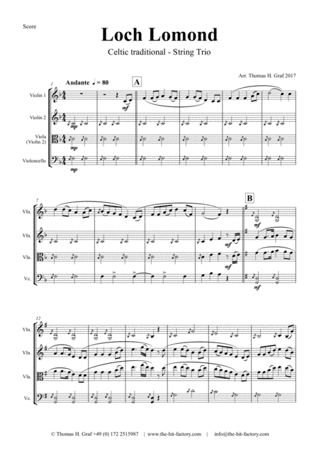 Loch Lomond - Celtic Traditional - String Trio (arr. Thomas H. Graf)