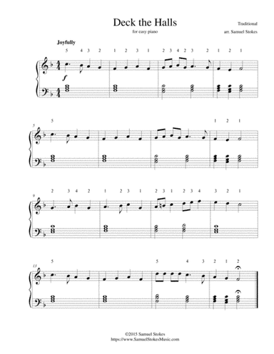 Deck the Halls - for easy piano (arr. Samuel Stokes)