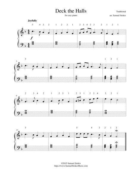 Deck the Halls - for easy piano (arr. Samuel Stokes)