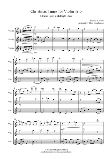 Christmas Tunes for Violin Trio - It Came Upon a Midnight Clear (arr. Ellen Macpherson)