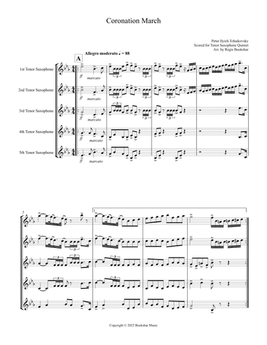 Coronation March (Db) (Tenor Saxophone Quintet) (arr. Regis Bookshar)