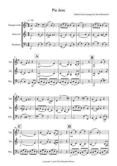 Pie Jesu (from Requiem) for Brass Trio (arr. David Burndrett)