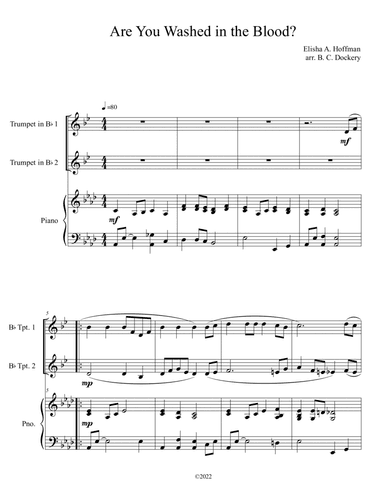 Are You Washed in the Blood? (Trumpet Duet with Piano Accompaniment) (arr. B. C. Dockery)