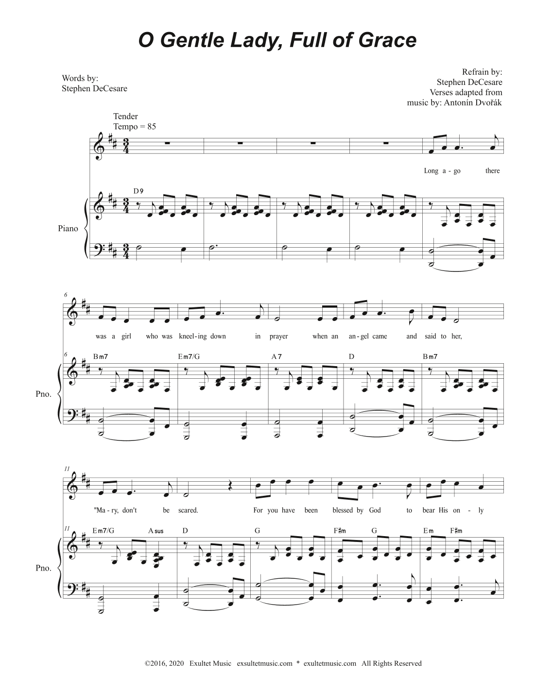 O Gentle Lady, Full Of Grace (Unison Choir)