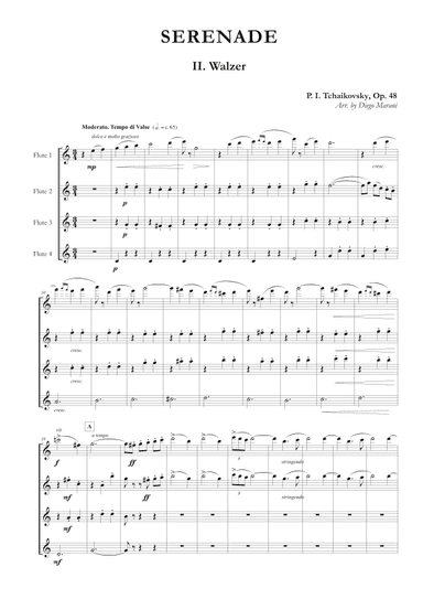 "Walzer" from Serenade Op. 48 for Flute Quartet (arr. Diego Marani)