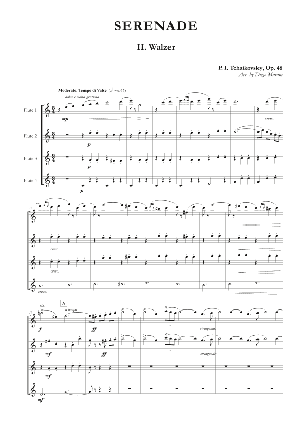 "Walzer" from Serenade Op. 48 for Flute Quartet (arr. Diego Marani)