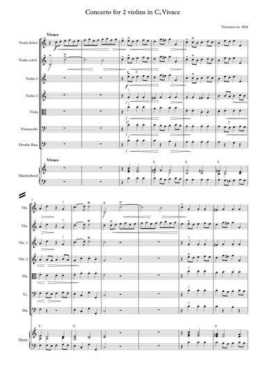 Telemann concertino in C for two violins (adapted for young players) (arr. Pamela Moutoussi)