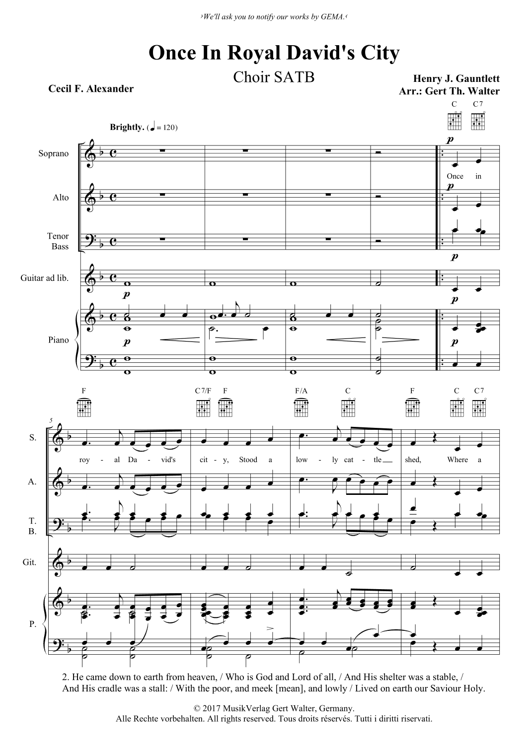 Once In Royal David's City (arr. Gert Th. Walter)