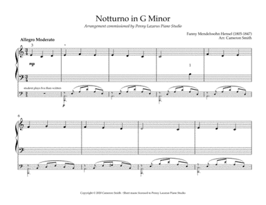 Notturno in G Minor - Primer Level piano arrangement (arr. Cameron Smith)