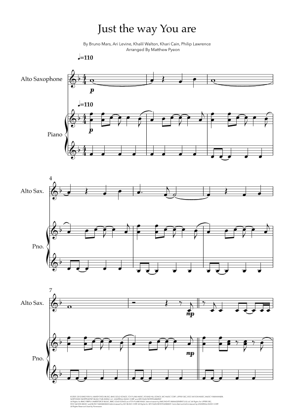 Just The Way You Are (arr. Matthew pyeon)