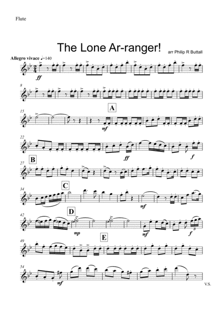 The Lone Ar-ranger! (Woodwind Quartet) - Set of Parts [x4] (arr. Philip R Buttall)