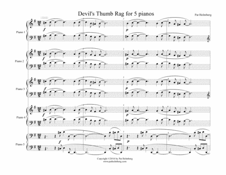 Devil's Thumb Rag, Mall Strut and Spruce Street Stomp (from Boulder Rags) for Five Pianos
