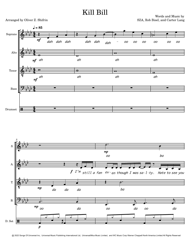 Kill Bill (arr. Oliver Z. Shifrin)