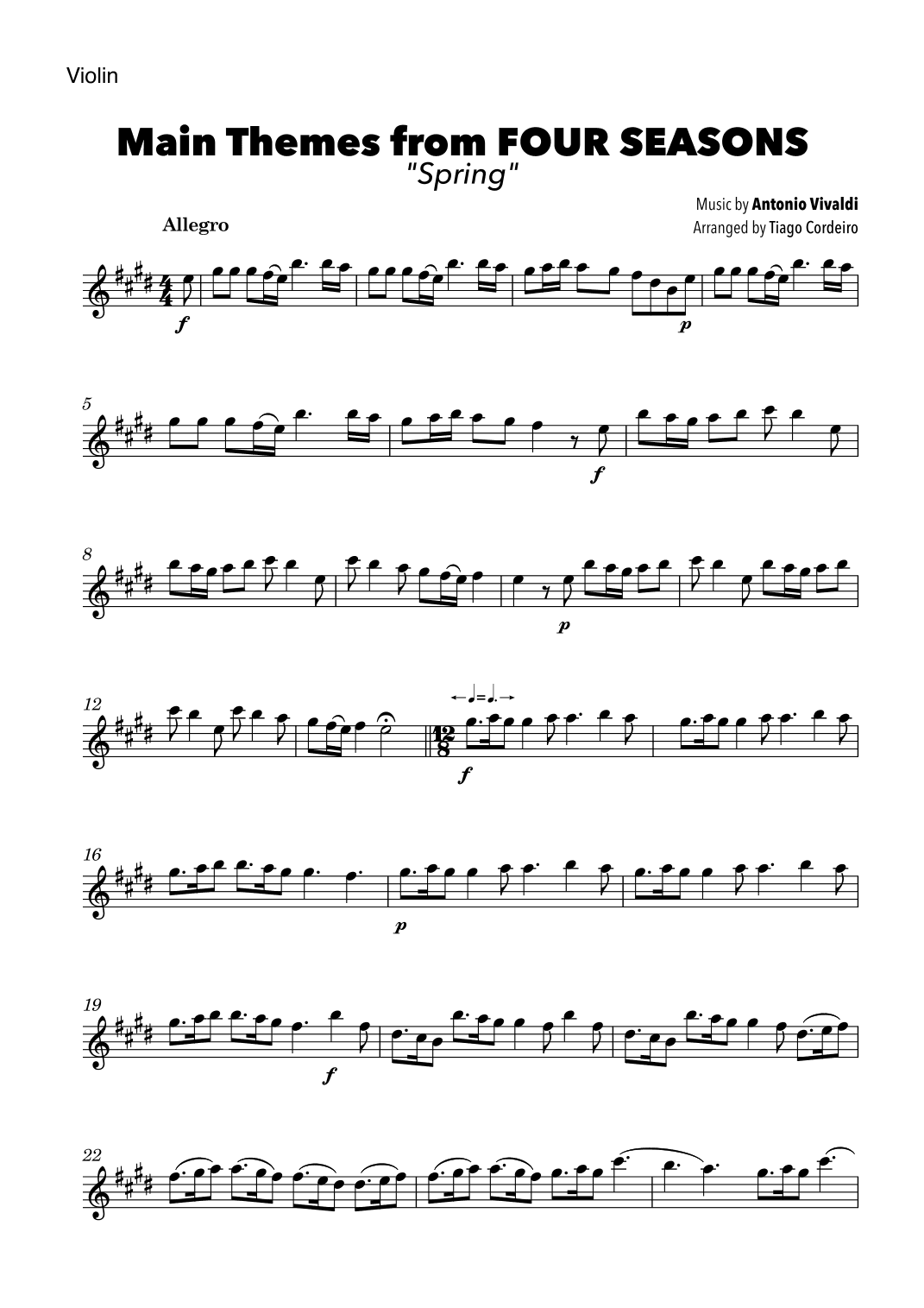 Main Themes from Four Seasons “Spring” (arr. Tiago Cordeiro)