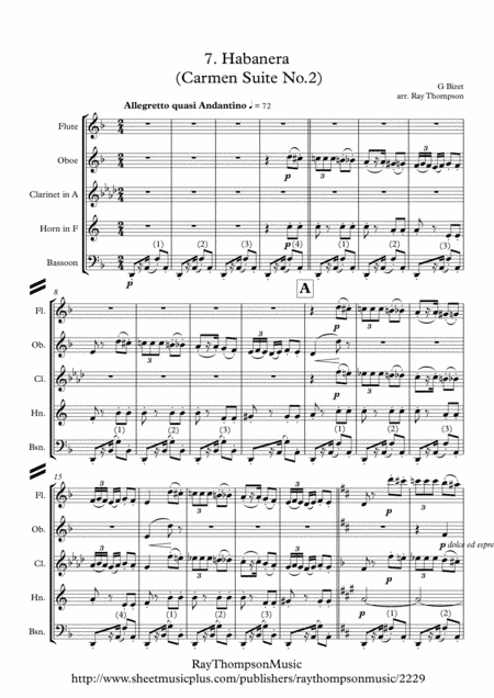 Bizet: Habanera (Carmen Suite No.2) - wind quintet (arr. Ray Thompson)