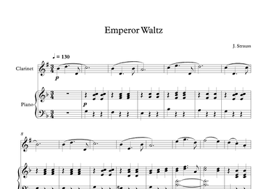 Emperor Waltz - Johann Strauss Jr. (Clarinet + Piano) (arr. Digital Book Music)