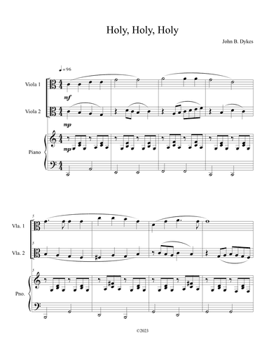 Holy, Holy, Holy (Viola Duet with Piano Accompaniment) (arr. B. C. Dockery)