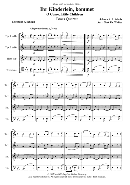 O Come, Little Children (arr. Gert Th. Walter)