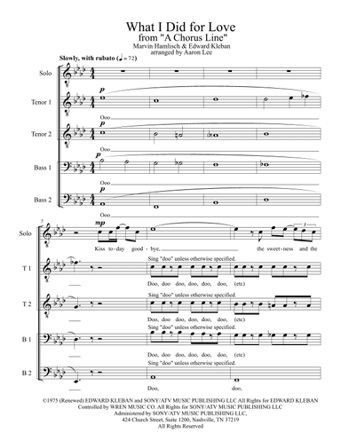 What I Did For Love (arr. Aaron Lee)