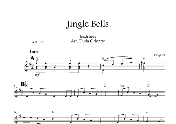 Jingle Bells (G major - leadhsheet - no lyrics) (arr. Duda Oriontte)